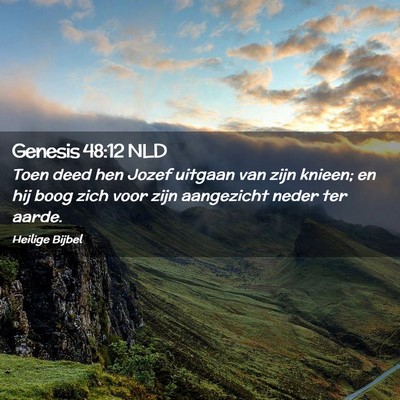 Picture 02 - Genesis 48:12 NLD - Toen deed hen Jozef uitgaan van zijn knieen; en - Bible Verse Picture