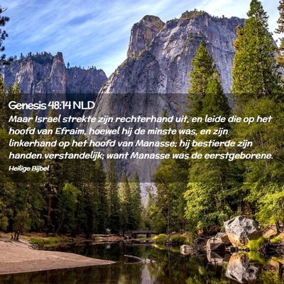 Picture 02 - Genesis 48:14 NLD - Maar Israel strekte zijn rechterhand uit, en - Bible Verse Picture