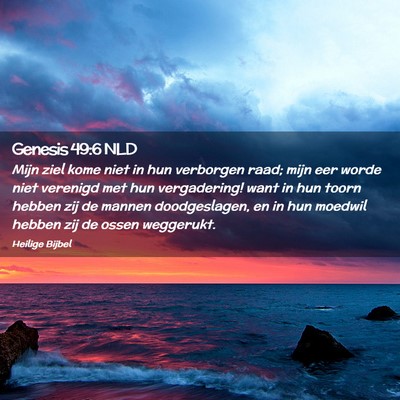 Picture 02 - Genesis 49:6 NLD - Mijn ziel kome niet in hun verborgen raad; mijn - Bible Verse Picture
