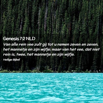 Picture 02 - Genesis 7:2 NLD - Van alle rein vee zult gij tot u nemen zeven en - Bible Verse Picture
