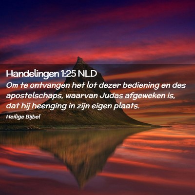 Picture 02 - Handelingen 1:25 NLD - Om te ontvangen het lot dezer bediening en des - Bible Verse Picture