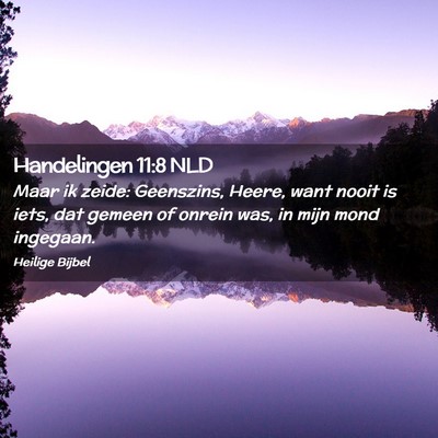 Picture 02 - Handelingen 11:8 NLD - Maar ik zeide: Geenszins, Heere, want nooit is - Bible Verse Picture