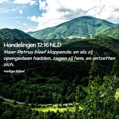 Picture 02 - Handelingen 12:16 NLD - Maar Petrus bleef kloppende: en als zij - Bible Verse Picture