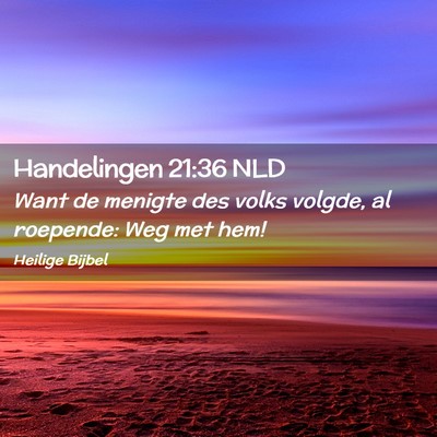 Picture 02 - Handelingen 21:36 NLD - Want de menigte des volks volgde, al roepende: - Bible Verse Picture