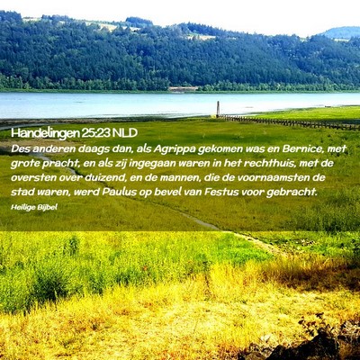 Picture 02 - Handelingen 25:23 NLD - Des anderen daags dan, als Agrippa gekomen was en - Bible Verse Picture