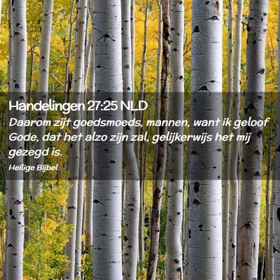 Picture 02 - Handelingen 27:25 NLD - Daarom zijt goedsmoeds, mannen, want ik geloof - Bible Verse Picture