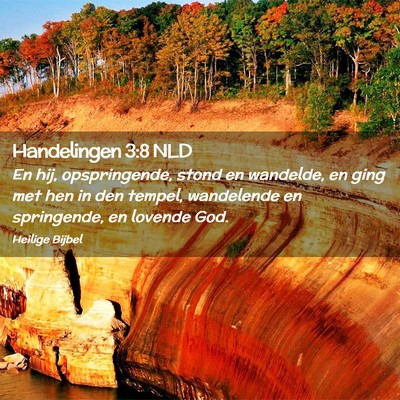 Picture 02 - Handelingen 3:8 NLD - En hij, opspringende, stond en wandelde, en ging - Bible Verse Picture