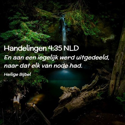 Picture 02 - Handelingen 4:35 NLD - En aan een iegelijk werd uitgedeeld, naar dat elk - Bible Verse Picture