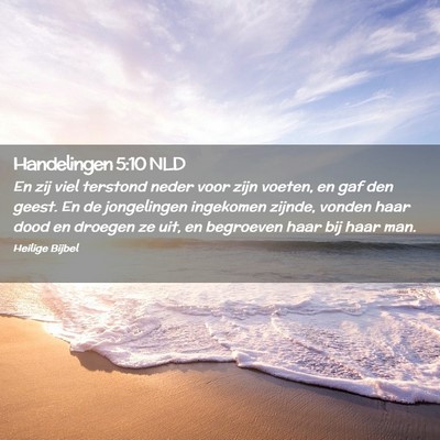 Picture 02 - Handelingen 5:10 NLD - En zij viel terstond neder voor zijn voeten, en - Bible Verse Picture