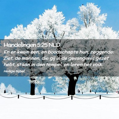 Picture 02 - Handelingen 5:25 NLD - En er kwam een, en boodschapte hun, zeggende: - Bible Verse Picture