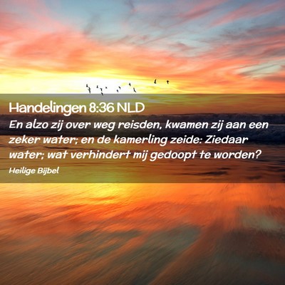 Picture 02 - Handelingen 8:36 NLD - En alzo zij over weg reisden, kwamen zij aan een - Bible Verse Picture