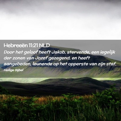 Picture 02 - Hebreeën 11:21 NLD - Door het geloof heeft Jakob, stervende, een - Bible Verse Picture