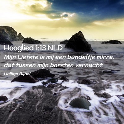 Picture 02 - Hooglied 1:13 NLD - Mijn Liefste is mij een bundeltje mirre, dat - Bible Verse Picture