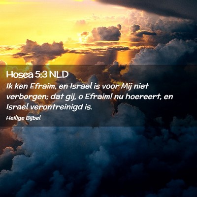 Picture 02 - Hosea 5:3 NLD - Ik ken Efraim, en Israel is voor Mij niet - Bible Verse Picture