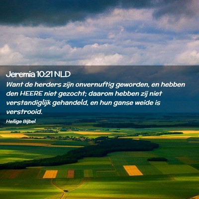 Picture 02 - Jeremia 10:21 NLD - Want de herders zijn onvernuftig geworden, en - Bible Verse Picture