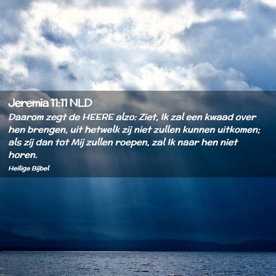 Picture 02 - Jeremia 11:11 NLD - Daarom zegt de HEERE alzo: Ziet, Ik zal een kwaad - Bible Verse Picture