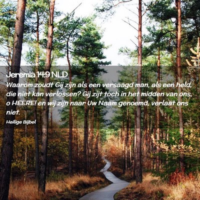 Picture 02 - Jeremia 14:9 NLD - Waarom zoudt Gij zijn als een versaagd man, als - Bible Verse Picture