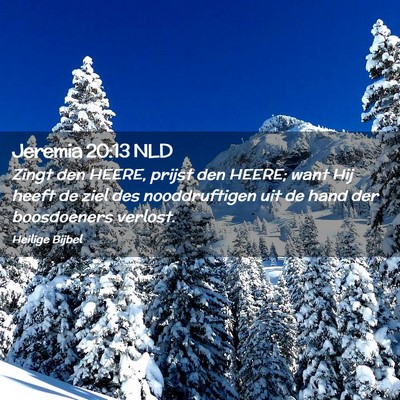 Picture 02 - Jeremia 20:13 NLD - Zingt den HEERE, prijst den HEERE; want Hij heeft - Bible Verse Picture