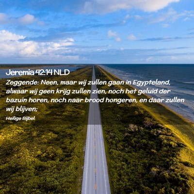 Picture 02 - Jeremia 42:14 NLD - Zeggende: Neen, maar wij zullen gaan in - Bible Verse Picture