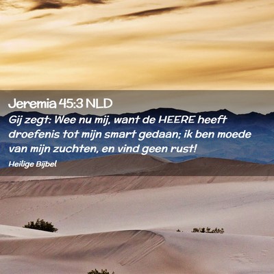 Picture 02 - Jeremia 45:3 NLD - Gij zegt: Wee nu mij, want de HEERE heeft - Bible Verse Picture