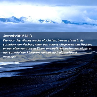 Picture 02 - Jeremia 48:45 NLD - Die voor des vijands macht vluchtten, bleven - Bible Verse Picture