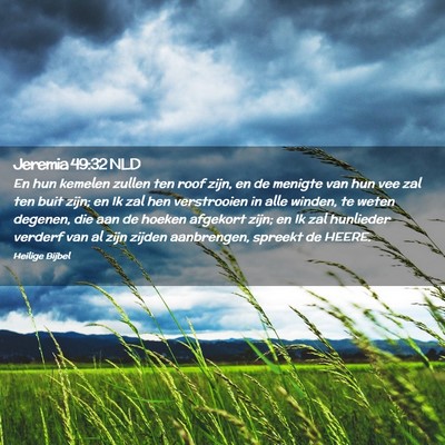 Picture 02 - Jeremia 49:32 NLD - En hun kemelen zullen ten roof zijn, en de - Bible Verse Picture
