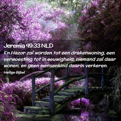 Picture 02 - Jeremia 49:33 NLD - En Hazor zal worden tot een drakenwoning, een - Bible Verse Picture