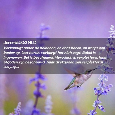 Picture 02 - Jeremia 50:2 NLD - Verkondigt onder de heidenen, en doet horen, en - Bible Verse Picture