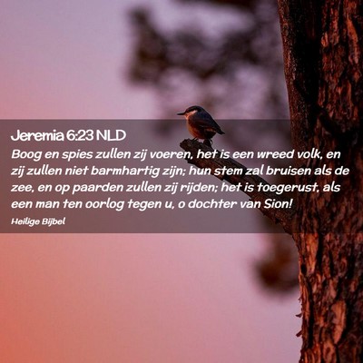 Picture 02 - Jeremia 6:23 NLD - Boog en spies zullen zij voeren, het is een wreed - Bible Verse Picture