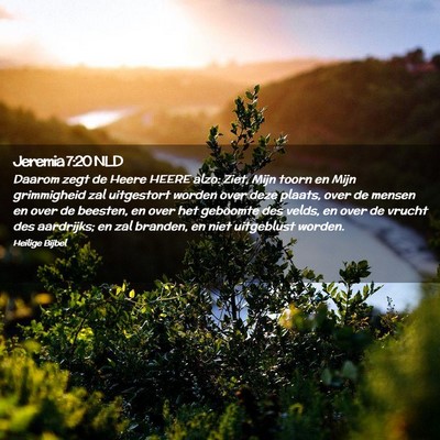Picture 02 - Jeremia 7:20 NLD - Daarom zegt de Heere HEERE alzo: Ziet, Mijn toorn - Bible Verse Picture