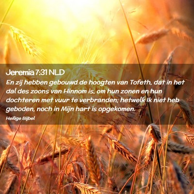 Picture 02 - Jeremia 7:31 NLD - En zij hebben gebouwd de hoogten van Tofeth, dat - Bible Verse Picture