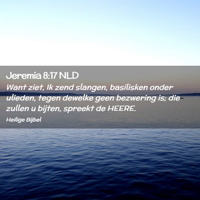 Picture 02 - Jeremia 8:17 NLD - Want ziet, Ik zend slangen, basilisken onder - Bible Verse Picture