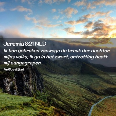 Picture 02 - Jeremia 8:21 NLD - Ik ben gebroken vanwege de breuk der dochter - Bible Verse Picture