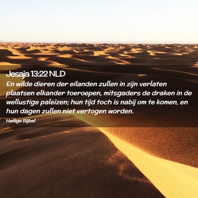 Picture 02 - Jesaja 13:22 NLD - En wilde dieren der eilanden zullen in zijn - Bible Verse Picture