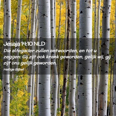 Picture 02 - Jesaja 14:10 NLD - Die altegader zullen antwoorden, en tot u zeggen: - Bible Verse Picture