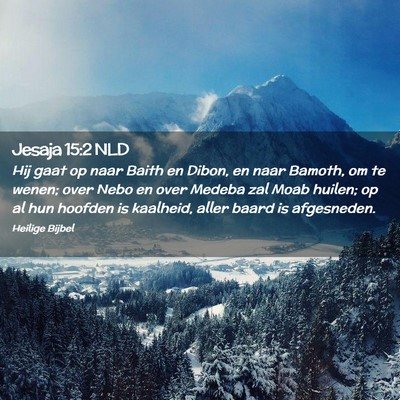 Picture 02 - Jesaja 15:2 NLD - Hij gaat op naar Baith en Dibon, en naar Bamoth, - Bible Verse Picture