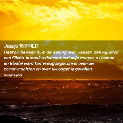 Picture 02 - Jesaja 16:9 NLD - Daarom beween ik, in de wening over Jaezer, den - Bible Verse Picture