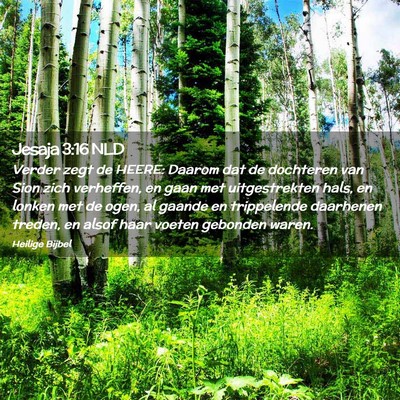 Picture 02 - Jesaja 3:16 NLD - Verder zegt de HEERE: Daarom dat de dochteren van - Bible Verse Picture