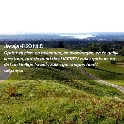 Picture 02 - Jesaja 41:20 NLD - Opdat zij zien, en bekennen, en overleggen, en te - Bible Verse Picture