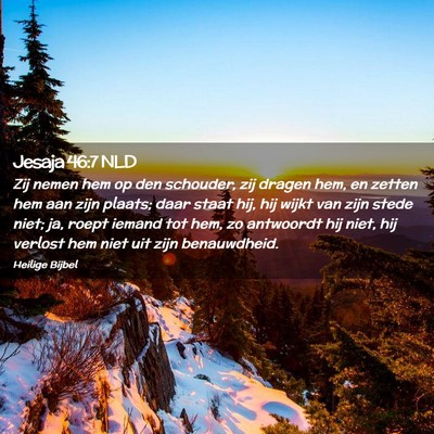 Picture 02 - Jesaja 46:7 NLD - Zij nemen hem op den schouder, zij dragen hem, en - Bible Verse Picture