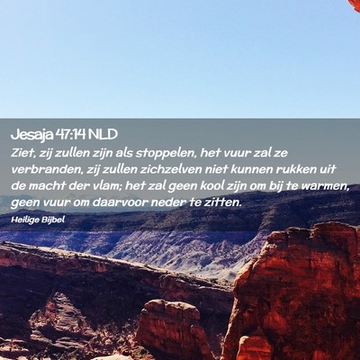 Picture 02 - Jesaja 47:14 NLD - Ziet, zij zullen zijn als stoppelen, het vuur zal - Bible Verse Picture