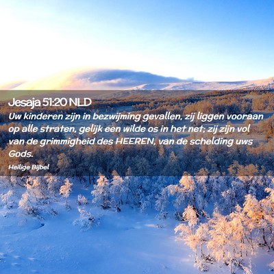 Picture 02 - Jesaja 51:20 NLD - Uw kinderen zijn in bezwijming gevallen, zij - Bible Verse Picture