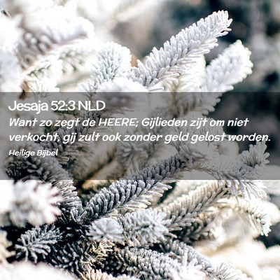 Picture 02 - Jesaja 52:3 NLD - Want zo zegt de HEERE; Gijlieden zijt om niet - Bible Verse Picture