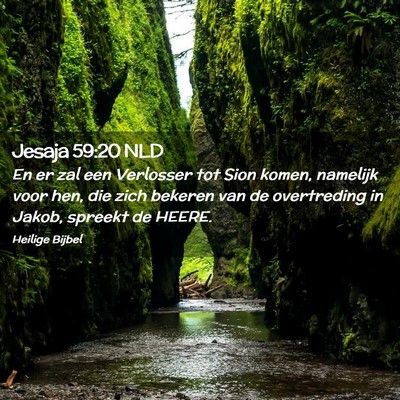 Picture 02 - Jesaja 59:20 NLD - En er zal een Verlosser tot Sion komen, namelijk - Bible Verse Picture