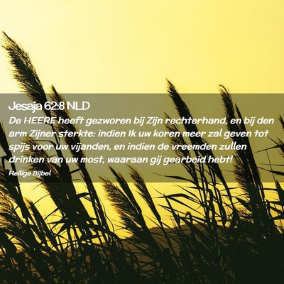 Picture 02 - Jesaja 62:8 NLD - De HEERE heeft gezworen bij Zijn rechterhand, en - Bible Verse Picture