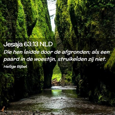 Picture 02 - Jesaja 63:13 NLD - Die hen leidde door de afgronden; als een paard - Bible Verse Picture
