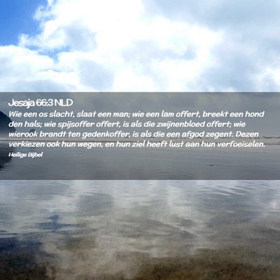 Picture 02 - Jesaja 66:3 NLD - Wie een os slacht, slaat een man; wie een lam - Bible Verse Picture