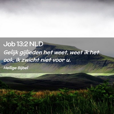 Picture 02 - Job 13:2 NLD - Gelijk gijlieden het weet, weet ik het ook; ik - Bible Verse Picture