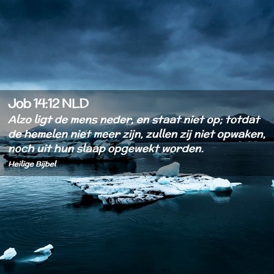 Picture 02 - Job 14:12 NLD - Alzo ligt de mens neder, en staat niet op; totdat - Bible Verse Picture