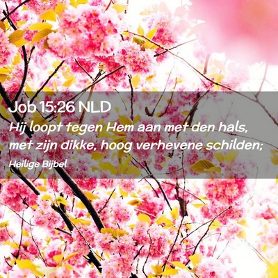 Picture 02 - Job 15:26 NLD - Hij loopt tegen Hem aan met den hals, met zijn - Bible Verse Picture